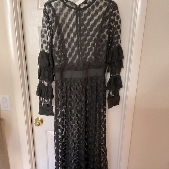 Dresses Nwt Sheer Lace Long Sleeve Ruffle Maxi Dress Poshmark
